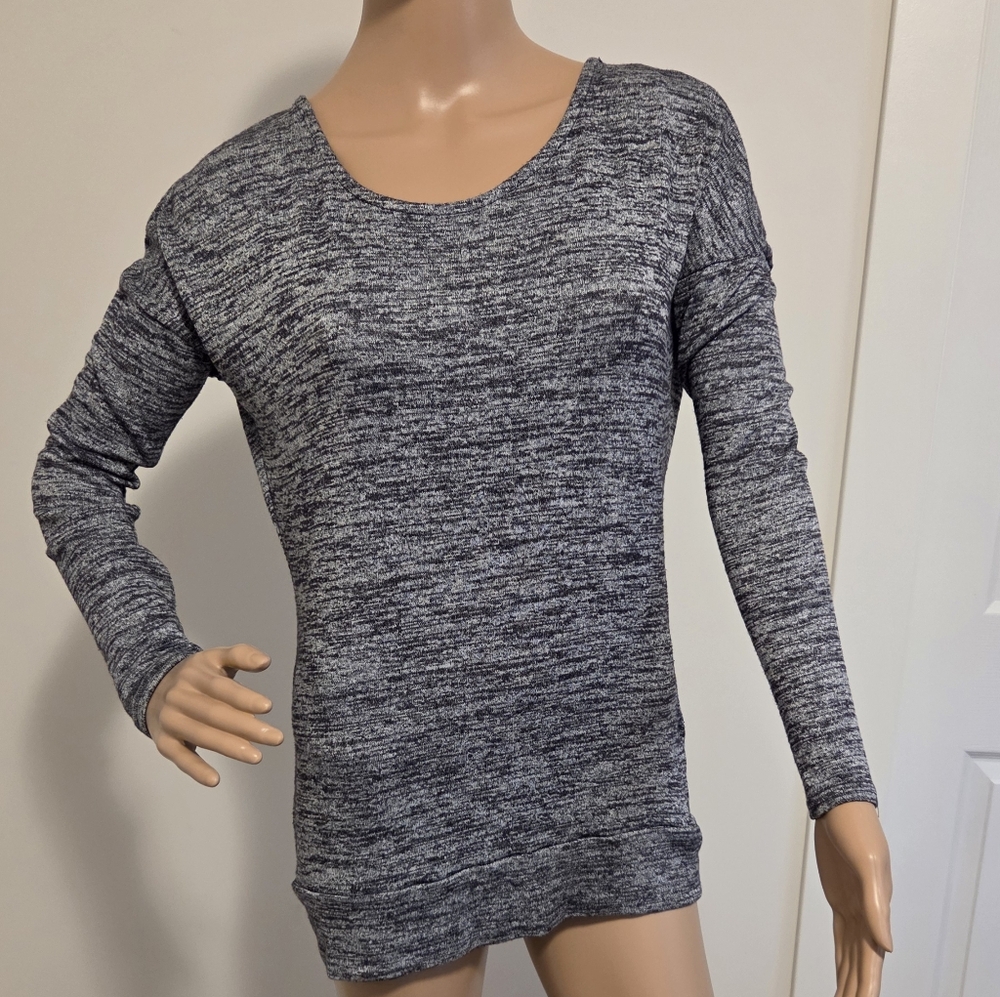 Athleta Heathered Grey Layered Open Back Tunic Top